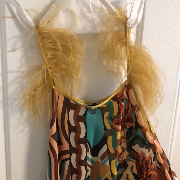 Tropical Tea-Length Flowy Dress with Feather Straps - Picture 3 of 5